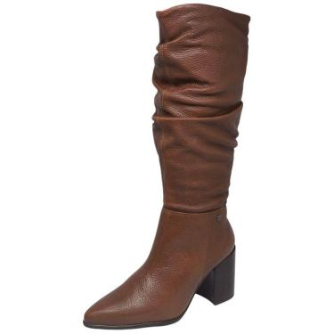 Imagem de Bota Feminina Cano Longo Salto Médio Bloco Couro Bottero