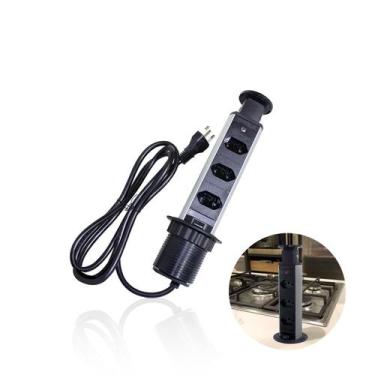 Imagem de Tomada Torre Para Bancada Com 3 Plug-up Preto Hafele, 250W, 110 a 220v