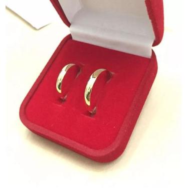 Imagem de Par De Alianças Casamento Ouro 10k 4mm REVESTIDAS 2 anos de garantia -