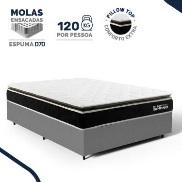 Imagem de Cama Box com Colchão de Molas Ensacadas Pillow Top Black Spring Topazio Casal 138cm