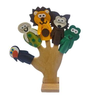 Imagem de Dedoches Animais da Floresta Lobo Leão Tartaruga Sapo Tucano Contar Hi