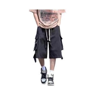 Imagem de Bermudas Cargo Pretas Modernas Para Casais (Masculino E Feminino) Fina