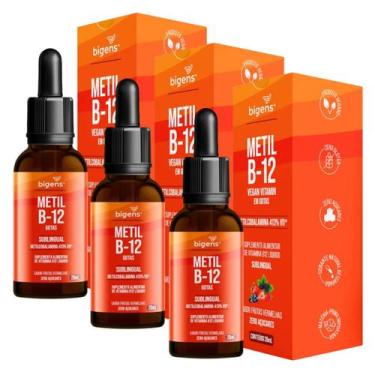 Imagem de 3x Vitamina B12 Metilcobalanina Bigens Frutas Vermelhas 20ml, Frutas V
