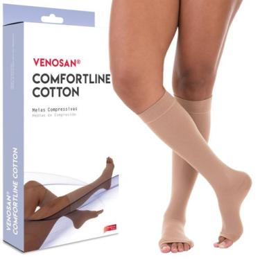 Imagem de Meia 3/4 Venosan Comfortline Cotton 30-40 Curta Pé Aberto Bege, XG