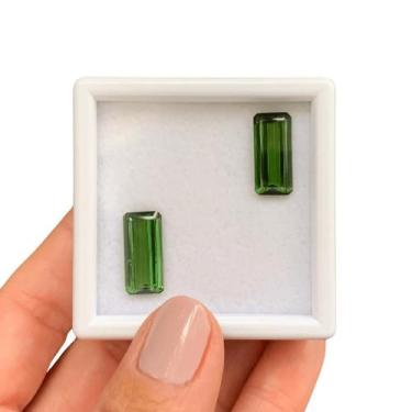 Imagem de Turmalina Verde Baguete Retangular Par 9,88ct - ENE2ESE