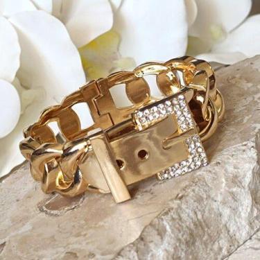 Imagem de Bracelete Fivela Microcravejado Zircônia Cristal Banhado Ouro - izagi
