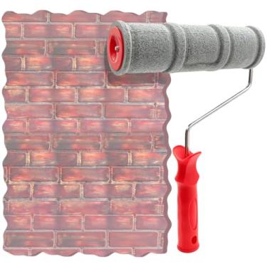 Imagem de Nichiyo Rolo de pintura com padrão de 25 cm para decoração de parede clássico tijolo em relevo textura rolo de borracha decorativo doméstico ferramenta de arte de pintura DIY para decoração de parede