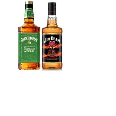 Imagem de Kit Whiskey Jack Daniel's Apple + Jim Beam Bourbon Fire 1L