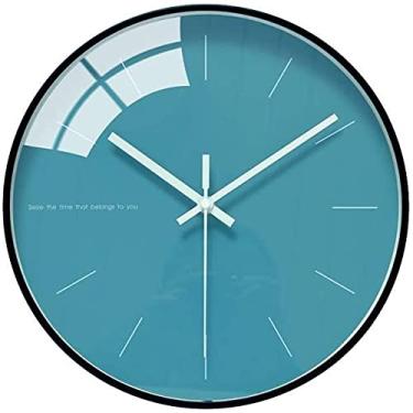 Imagem de Relógio de Parede Moda Moda Casa, Sala de estar Quarto Relógio Pingente, Silencioso Relógio Simples Creative Precise (Cor: Cinza), Amarelo (Color : Blue)