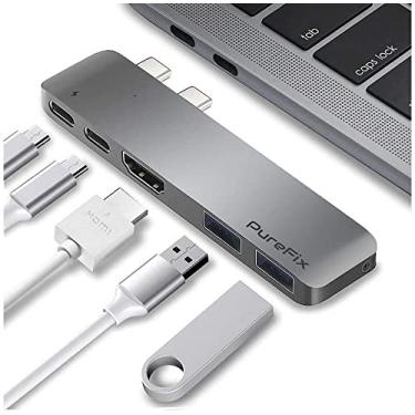 Imagem de Hub USB-C 5 em 1 multi-portas para MacBook Pro 13 e 15 Thunderbolt 3 4K HDMI Out Space Grey