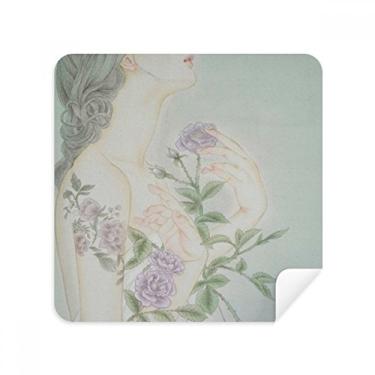 Imagem de Purple Flower Beauty óculos de pintura chinesa pano limpador de tela tecido camurça pacote com 2