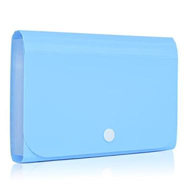 Imagem de REEMTOO Organizador de arquivos acordeão, organizador de cupons, mini carteira organizadora para cupons, recibos, dinheiro, itens fiscais ou alterações, 18 x 11,4 cm, 13 bolsos com abas (azul)