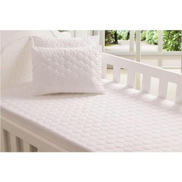 Imagem de Capa De Colchão Berço Impermeável Protetor Mantelado Com Elastico Capa Branca