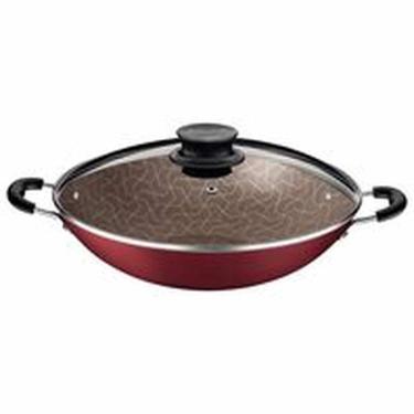 Imagem de Wok Tramontina Paris Antiaderente Starflon Max Vermelho com Tampa de Vidro 36 cm 6,0 L Tramontina