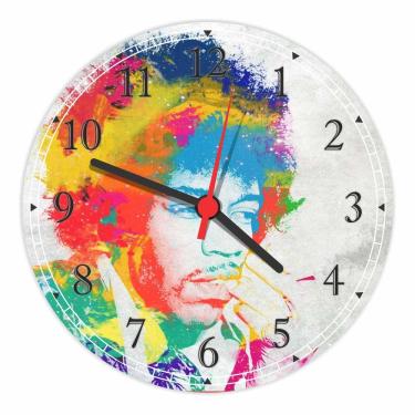 Imagem de Relógio De Parede Jimi Hendrix Guitarrista Gg 50 Cm Quartz
