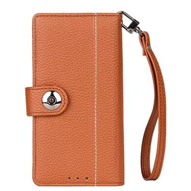 Imagem de GSYH Capa flip para iPhone 13 Mini/13/13 Pro/13 Pro Max, Capa de couro legítimo à prova de choque Slots para cartão Proteção de câmera Capa de proteção magnética carteira, Marrom, 13 15,1 cm
