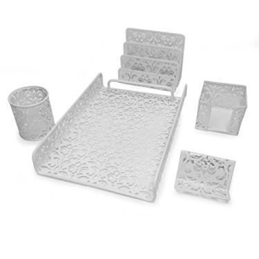 Imagem de Majestic Goods Organizador de acessórios para mesa de escritório de malha metálica perfurada com 5 peças, branco, (pacote com 5) - MG503-JM3622WHT