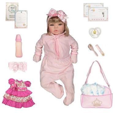 Boneca Bebê Reborn 100% Silicone 23 Itens Bolsa Maternidade - Princesa  Reborn