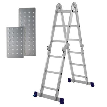 Imagem de Escada Multifuncional 4x3 Alumínio 12 Degraus Com Plataforma 5133 - Mor