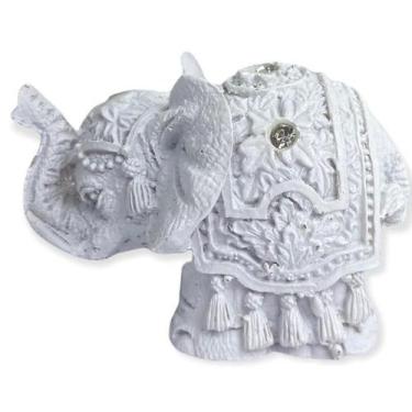 Imagem de Escultura Elefante Indiano Branco 6 Cm Em Resina - Bialluz Presentes