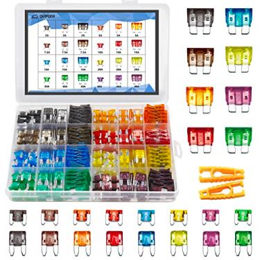 Imagem de Kit sortido de fusíveis de carro 282 peças - Fusíveis de lâmina automotivo - Tamanho mini padrão e pequeno e de perfil baixo (2A/5A/7.5A/10A/15A/20A/30A/40AMP/ATC/ATO) Fusíveis de substituição para veículos marítimos, carros, RV, barcos, caminhões