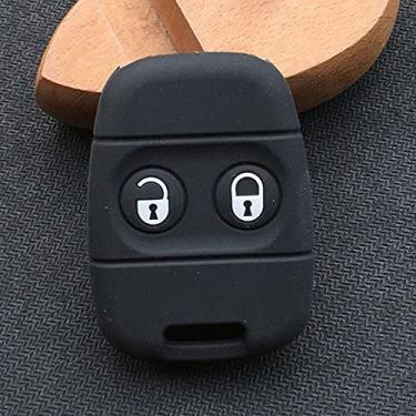 Imagem de YJADHU Capa de silicone para chave de carro 2 botões controle remoto chave de alarme, apto para Rover Mg Land Rover Defender Freelander, preta