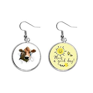 Imagem de Damage Animal Paper Gado Ear Drop Sun Flower Brinco Jóias Moda, Medium, Metal