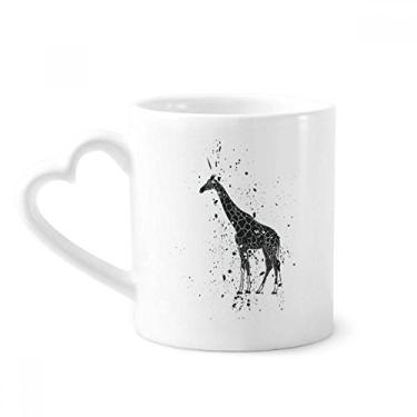 Imagem de Caneca de café de cerâmica com desenho de girafa em formato de animal cinza