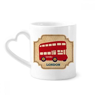Imagem de Caneca de carimbo de ônibus de dois andares Reino Unido Londres Caneca de café cerâmica copo de coração de vidro
