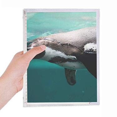 Imagem de Caderno com imagem de animal de baleia e organismo marinho recarregável, diário de folhas soltas