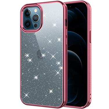 Imagem de Capa de telefone de revestimento brilhante à prova de queda espessada para iphone 14 13 12 11 pro max xr xs x 7 8 plus se mini capa de telefone fashion estética, ouro rosa, para iphone 12 pro