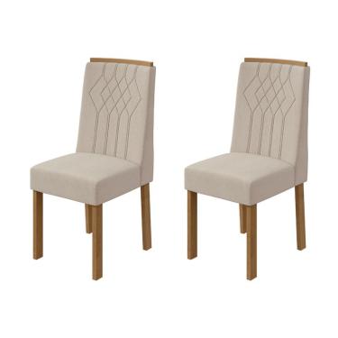 Imagem de Conjunto com 2 Cadeiras Exclusive Linho Bege e Amêndoa Clean
