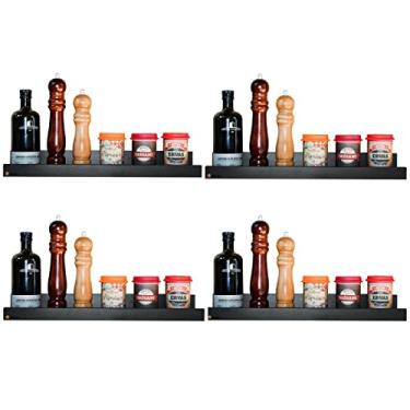 Imagem de Prateleira Porta Temperos e Condimentos Preto 4 peça