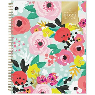 Imagem de Day Designer para planejador semanal e mensal 2023, 21,5 x 28 cm, capa fosca, encadernada em arame, Secret Garden Mint (140101-23)