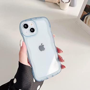 Imagem de Capa ondulada transparente para iPhone 13 12 11 Pro Max XS XR X 8 7 Plus Capa de TPU Proteção total Silicone Bumper, Azul, Para iphone 7 8 Plus