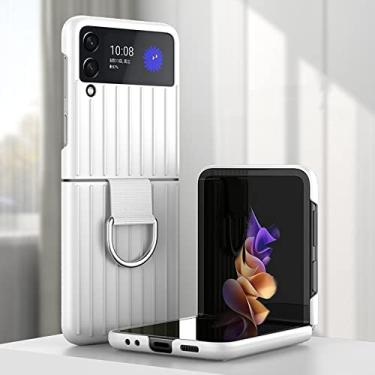 Imagem de Para Samsung Galaxy Z Flip 3 Capa de Telefone para Zflip3 Dobrável à Prova de Choque Luva Protetora Anti-riscos com Anel, Branco, Para Samsung Z Flip 3