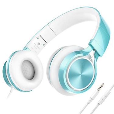 Imagem de AILIHEN Fones de ouvido infantis para meninos em idade escolar, fones de ouvido com microfone para Chromebook laptop, computador, smartphone, fone de ouvido leve dobrável de 3,5 mm para adolescentes