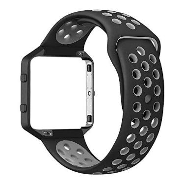 Imagem de Pulseira Silicone NK Sport para Fitbit Blaze - Marca Ltimports (Preto/Cinza)