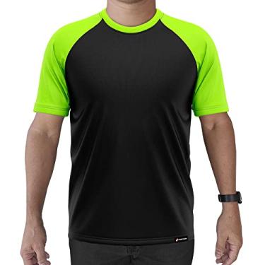 Imagem de Camiseta Manga Curta Adstore Preto e Verde Neon Masculina Térmica UV Segunda Pele Compressão (G)