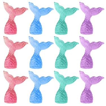 Imagem de ArtCreativity Topos de bolo e cupcake de cauda de sereia de acrílico, conjunto de 24, mini estatuetas de cauda de sereia, decorações para o mar, náutico, sereia e festas de chá de bebê, lembrancinhas divertidas de festa, enchimentos de saco de presente