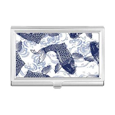 Imagem de Carp Wave Carteira de bolso com estampa azul japonesa para cartões de visita