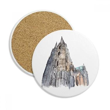 Imagem de Caneca de porta-copos Catedral de Colônia, Alemanha, porta-copos de mesa, pedra absorvente de proteção de mesa