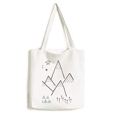 Imagem de Sacola de lona com estampa de estrela de grama de montanha bolsa de compras casual bolsa de compras