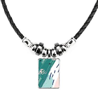 Imagem de DIYthinker Rivers Abstract Plants Art Pattern Necklace Jewelry Torque Leather Rope Pendant