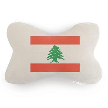Imagem de DIYthinker Almofada para decoração de pescoço com bandeira nacional do Líbano da Ásia, forro para apoio de cabeça