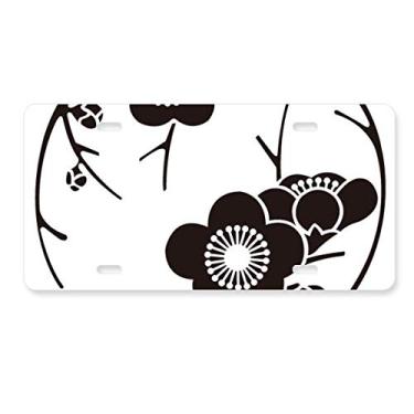 Imagem de DIYthinker Cultura japonesa linda placa de carro Sakura preta acessório de aço inoxidável para decoração de carro