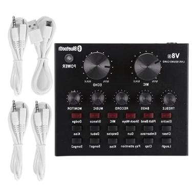 Imagem de 01 Placa de som ao , mixer de podcast, troca de voz para karaokê V8S para celular para gravação de música para computador para transmissão ao