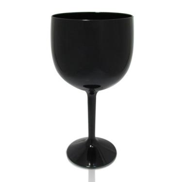 Imagem de Conjunto de 6 Taças Acrílicas para Vinho, Água e Gin 550ml KrystalON Preta