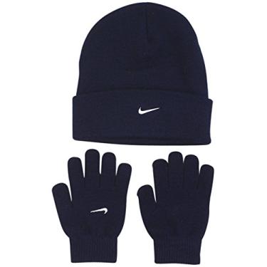 Imagem de NIKE Conjunto Infantil Gorro e Luvas Swoosh Pom, Azul, 8/20, Crianças, Meninos, Esticado, Esportivo Casual, Acrílico/100%