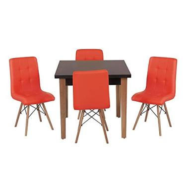 Imagem de Conjunto Mesa de Jantar Luiza 80cm Preta com 4 Cadeiras Gomos - Vermelho
